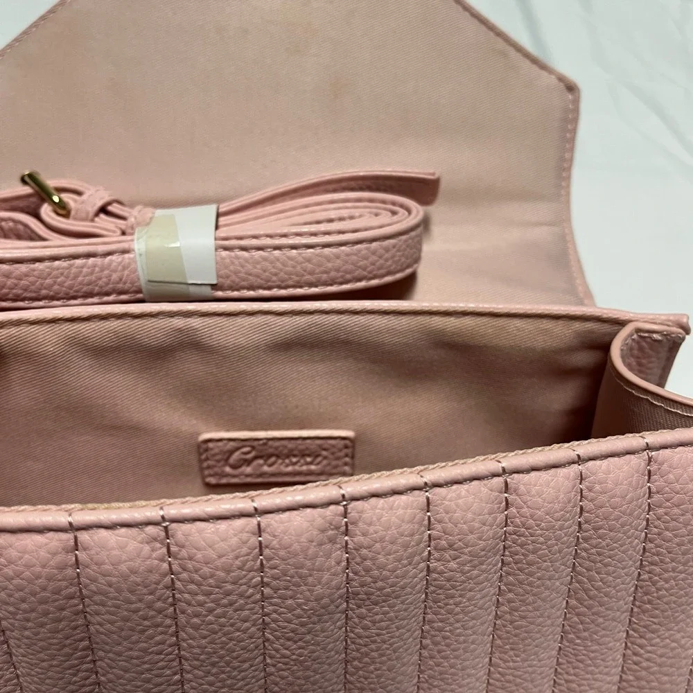 Crossi Vegan Leather Quilted Satchel Crossbody Bag